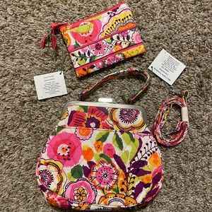 Vera Bradley Mini Frame Crossbody in Clementine with Coin Purse